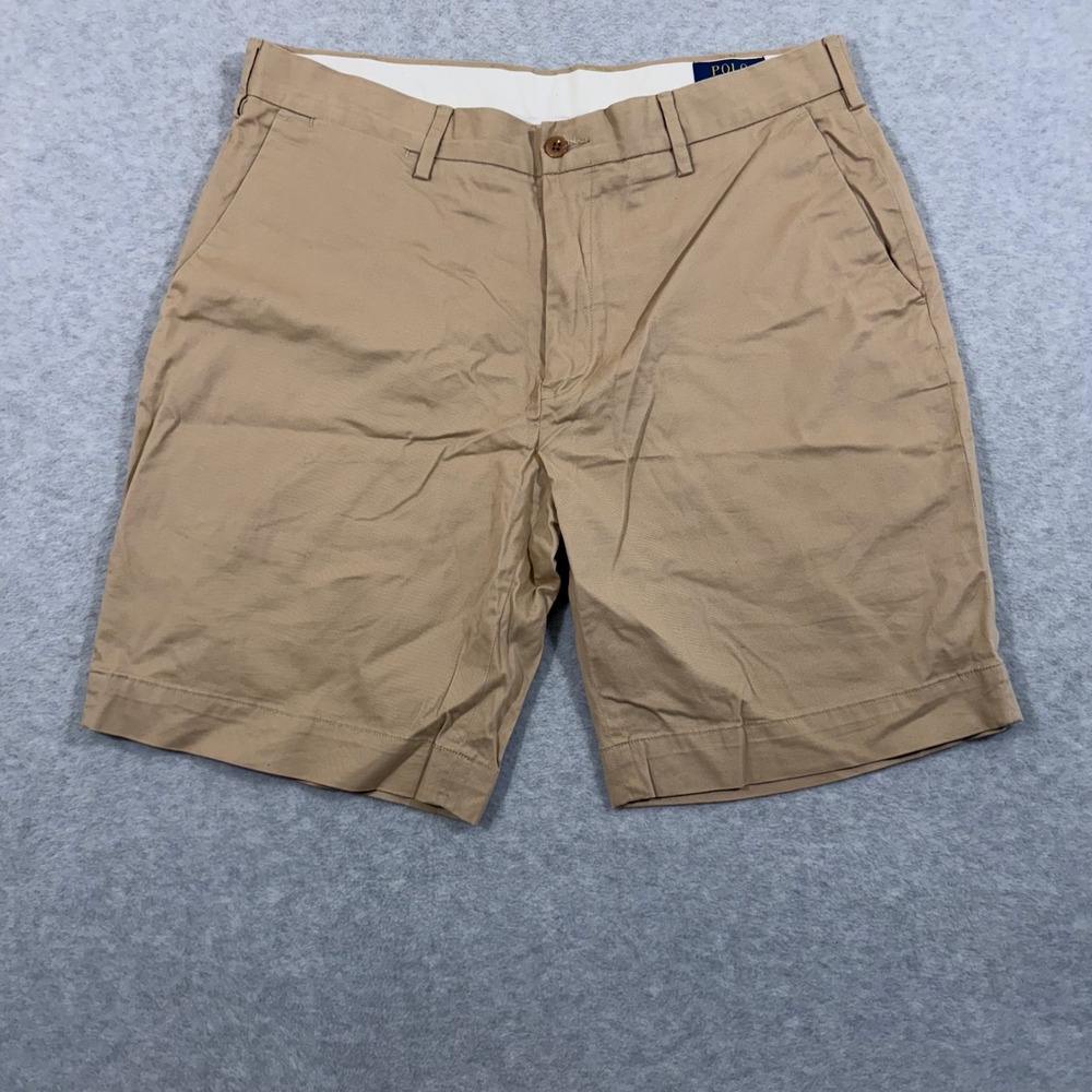 Polo Ralph Lauren Shorts Mens 33 Khaki Excellent Stretch Classic Fit Chino Tan
